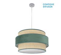 Abrila Reyes Cromo/Natural-Verde - Colgante Moderno 3Xe27 60 Cm