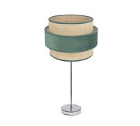Abrila Reyes Cromo/Natural-Verde - Lámpara Sobremesa Moderno 1Xe27 30 Cm