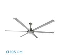 Abrila Ventilador de techo Sanson 305D DC 6 aspas níquel/plata sin luz, 6 vel. mando y temporizador