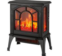 ABRILA Termoventilador ceramico Ptc Abadia 1500w Negro 2potencias Efecto Chimenea TERMOSTATO REGULABLE y PROTECCIÓN SOBRE CALENTAMIENTO. 46x36x20cm CALIDAD GARANTIZADA