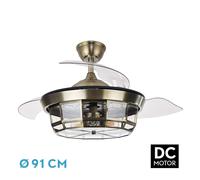 Abrila Tornado Cuero - Ventilador De Techo Aspas Retráctiles 220-240 V