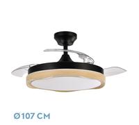 Abrila Blondi Negro/Madera - Ventilador De Techo Aspas Retráctiles 72 W F