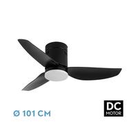 Abrila - ventilador dc borax - con tres aspas en color negro con luz -