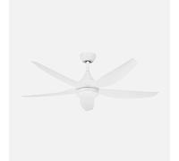 ABRILA - Ventilador DC Elda 18W Blanco | 5 Aspas | 6 Velocidades | Tecnología LED 2250lm | Control Remoto con Memoria y Temporizador | 144 cm