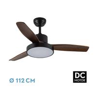 Abrila Ventilador de techo Kavala DC – 3 aspas reversibles Negro/Roble, 48 W, mando a distancia