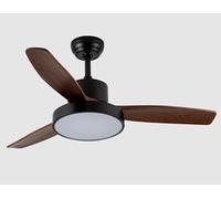 Abrila Ventilador de techo Kavala DC – 3 aspas reversibles Negro/Roble, 48 W, mando a distancia
