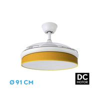 Abrila - ventilador dc moda - color blanco con tres aspas desplegables