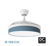 Abrila - ventilador dc moda - color blanco con tres aspas desplegables