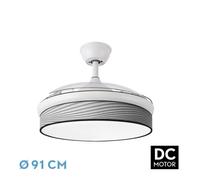 Abrila - ventilador dc moda - color blanco con tres aspas desplegables