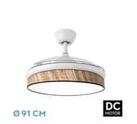 Abrila - ventilador dc moda - color blanco con tres aspas desplegables
