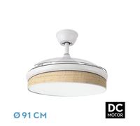 Abrila - ventilador dc moda - color blanco con tres aspas desplegables