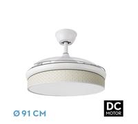 Abrila - ventilador dc moda - color blanco con tres aspas desplegables