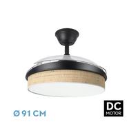 Abrila - ventilador dc moda - color negro con tres aspas desplegables