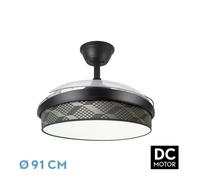Abrila - ventilador dc moda - color negro con tres aspas desplegables