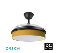 Abrila - ventilador dc moda - color negro con tres aspas desplegables