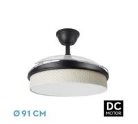 Abrila - ventilador dc moda - color negro con tres aspas desplegables