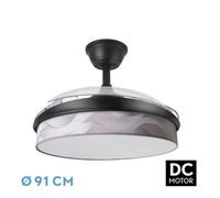 Abrila - ventilador dc moda - color negro con tres aspas desplegables