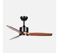 ABRILA - Ventilador DC Montiel 18W | 3 Aspas | 6 Velocidades | LED Integrado | Luz Opcional | Control Remoto | 35/45x106x106 cm | Negro/Roble