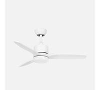 ABRILA - Ventilador DC Montiel 18W | 3 Aspas | 6 Velocidades | LED Integrado | Luz Opcional | Control Remoto | 35/45x106x106 cm | Blanco