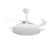ABRILA Ventilador Dc Papiro 59w Blanco 4aspas desp.107d 5900lm Regulable intensidad 3000k,4000k,6000k Remoto+ Memori Temporizador Incluye mando a distancia y dos tijas de 10 y 25 centímetro Producto