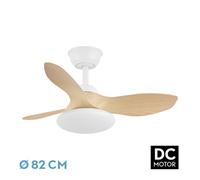 Abrila - ventilador dc paramo - blanco/haya con tres aspas- con 6 velo