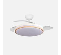 ABRILA - Ventilador DC Parlatore 60W Blanco/Haya | 3 Aspas Desplegables | Control por Voz | Tecnología LED 6980lm | Control Remoto con Regulación de Intensidad y Temporizador