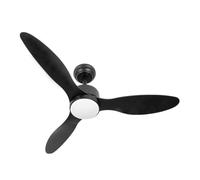Abrila - Ventilador DC SERPA | Color Negro con tres Aspas | con 6 Velocidades Ajustables | con 3 Temperaturas de Luz | Temporizador y Regulador de Intensidad | Mando a Distancia Incluido