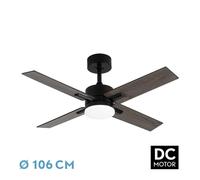 Abrila - ventilador dc talco - negro con cuatro aspas reversibles en c