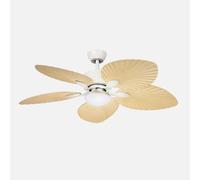 Abrila - ventilador dc torcal 24w blanco/haya - 5 aspas diseño hoja d