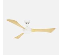 ABRILA - Ventilador DC Tormos 18W Blanco/Haya | 3 Aspas | 6 Velocidades | Tecnología LED 2250lm | Control Remoto con Memoria y Temporizador | 132 cm