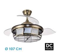 Abrila-ventilador dc tornado cuero- 5x e27 - 3 aspas desplegables - 6