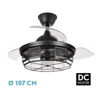 Abrila-ventilador dc tornado negro - 5x e27 - 3 aspas desplegables - 6
