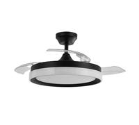 Abrila Ventilador de techo Zenit DC – Aspas retráctiles, LED, mando a distancia, 6 velocidades, Negro