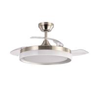 ABRILA - Ventilador DC ZENIT | Color Níquel con tres Aspas Desplegables | con 6 Velocidades Ajustables | con 3 Temperaturas de Luz | Mando a Distancia Incluido