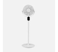 ABRILA - Ventilador de Pie Cadalso 25W | 8 Velocidades y 9 Aspas | Fijo y Rotatorio | Motor DC | Control Remoto | Temporizador | 100/138x48x40 cm | Blanco