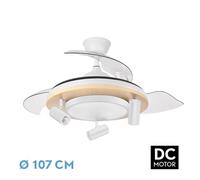 Fabrilamp Ventilador de techo Abrila Gladiator DC 59W 3 aspas retráctiles Blanco/Haya