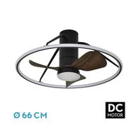 Fabrilamp Ventilador de techo Oporto 46W 3 aspas 66 cm 4600 lm 3000/4000/6000K Negro-Marrón