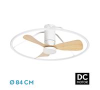 Fabrilamp Ventilador de techo Oporto DC 56W 3 aspas 84 cm Blanco/Haya, 6 velocidades con mando