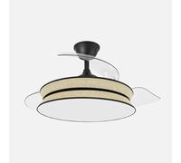 ABRILA - Ventilador Decor 72W Negro/Natural | Ventilador de Techo DC 108 cm Aspas Plegables | LED 7200 lm 3000-4000-6000K | Mando con Memoria y Temporizador