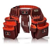 ABRIX PRO-280 - Cinturón de herramientas de cuero curtido al aceite de alta calidad, bolsa de herramientas de cuero resistente, bolsa de herramientas, 28 bolsillos, cinturón de herramientas para