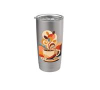 Abstracto Café Taza Granos Cafeína Espresso Barista Vaso térmico de acero inoxidable de doble pared