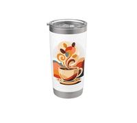 Abstracto Café Taza Granos Cafeína Espresso Barista Vaso térmico de acero inoxidable de doble pared