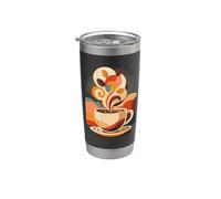Abstracto Café Taza Granos Cafeína Espresso Barista Vaso térmico de acero inoxidable de doble pared