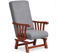Abuelo a Gusto | Mecedora Clásica para Personas Mayores - Gris- Brazos de Madera de Haya - Respaldo Recto 95° - Tela Antimanchas - Balancín Cómodo para Descanso, Lectura, Uso Diario