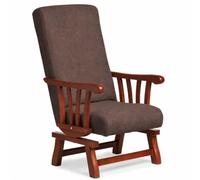 Abuelo a Gusto | Mecedora Clásica para Personas Mayores - Marrón - Brazos de Madera de Haya - Respaldo Recto 95° - Tela Antimanchas - Balancín Cómodo para Descanso, Lectura, Uso Diario