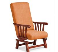 Abuelo a Gusto | Mecedora Clásica para Personas Mayores - Naranja - Brazos de Madera de Haya - Respaldo Recto 95° - Tela Antimanchas - Balancín Cómodo para Descanso, Lectura, Uso Diario