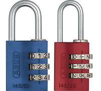 Abus 145/30_AZUL - Candado aluminio combinacion 30mm 3 dígitos azul + 145/20_ROJO - Candado aluminio combinacion 20mm 3 dígitos rojo