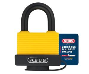Abus 70AL/45_AMARILLO_KA - Candado aluminio 45mm recubierto de vinilo Amarillo llaves iguales