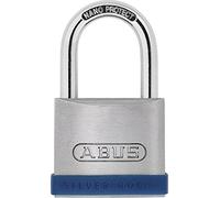 ABUS 79263 Cerradura de Falda con Llave, Plata/Azul, 45 mm
