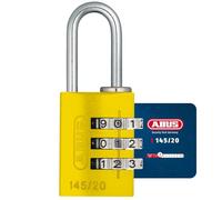 ABUS Candado de combinación 145/20 amarillo - candado para maletas, taquillas y mucho más - candado de aluminio - código numérico personalizable - nivel de seguridad ABUS 3